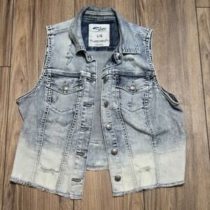 Silver Jeans‎ Co Womens Denim Jacket L G Blue Wash Trucker Style